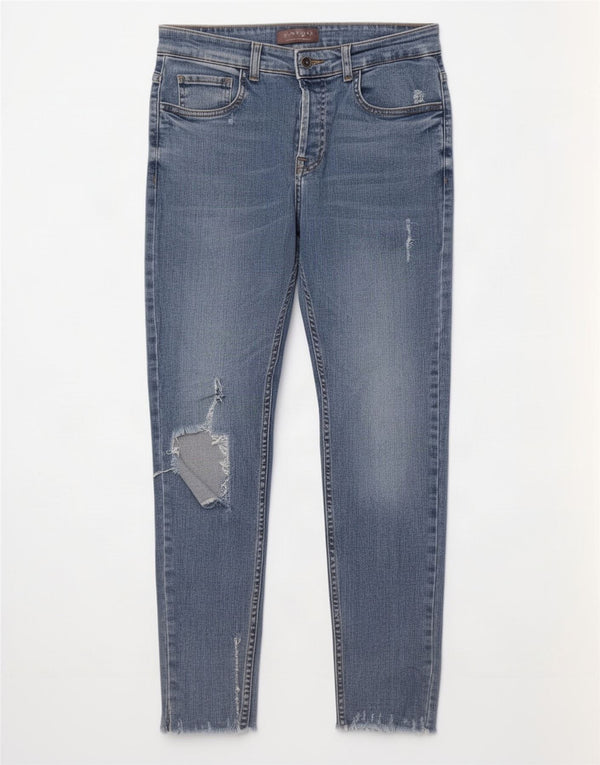 Calça jeans skinny masculina Zara EU 42 grande W32 L28 azul