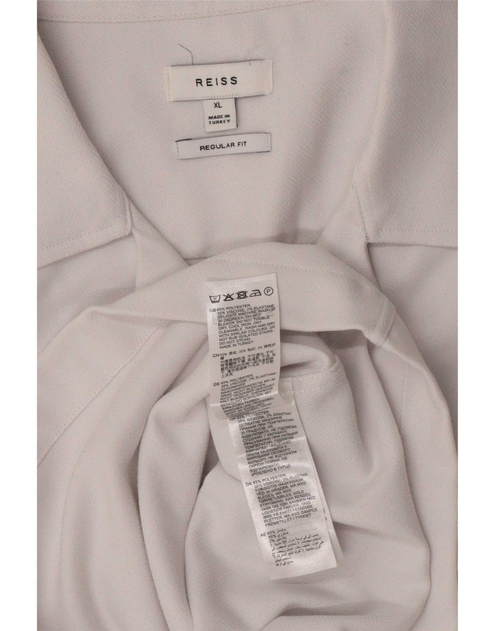 Camisa masculina Reiss manga curta regular fit XL poliéster branco