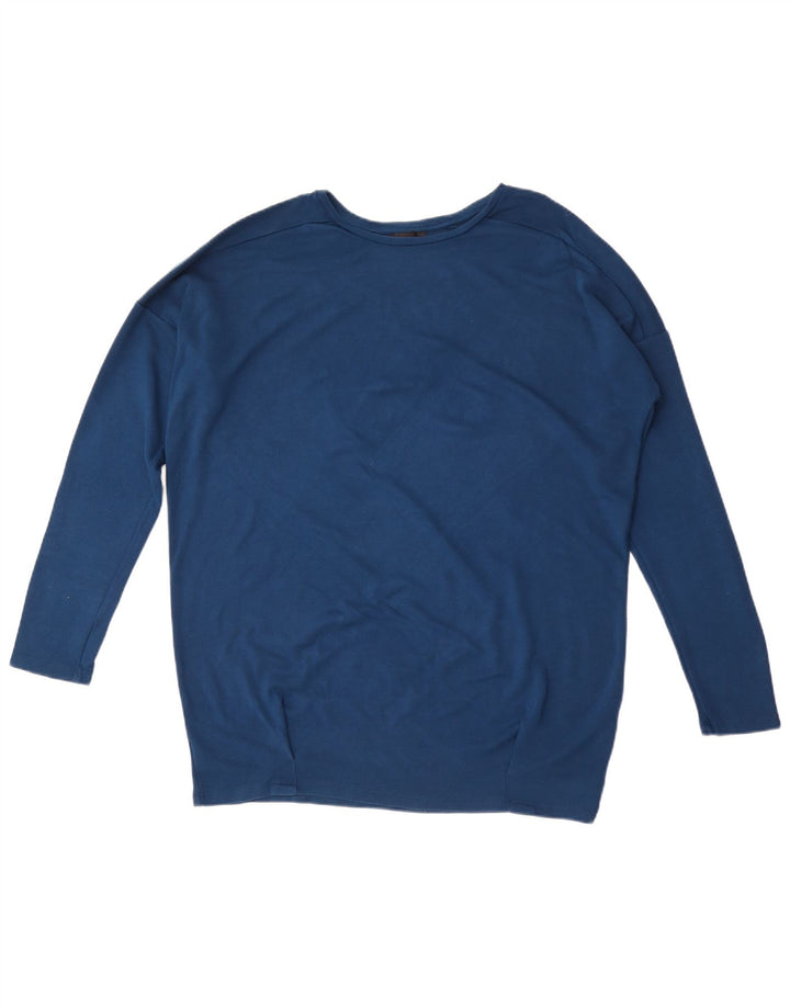Topshop feminino oversized manga comprida Reino Unido 12 viscose azul médio
