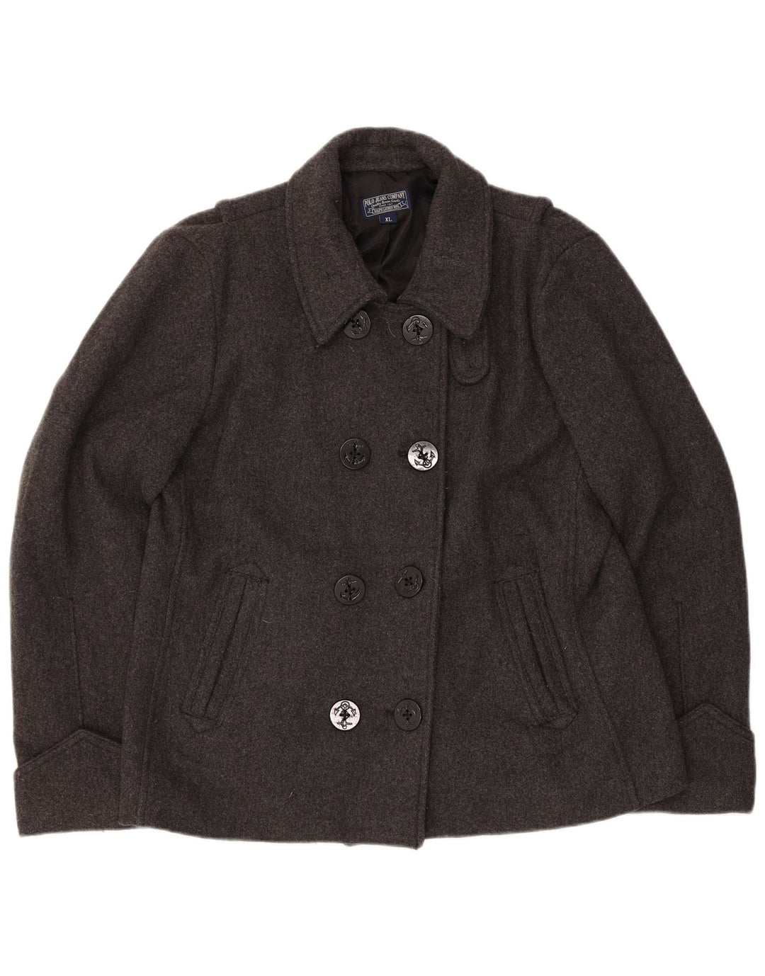 Polo Ralph Lauren Casaco Pea Feminino UK 18 XL Lã Cinza