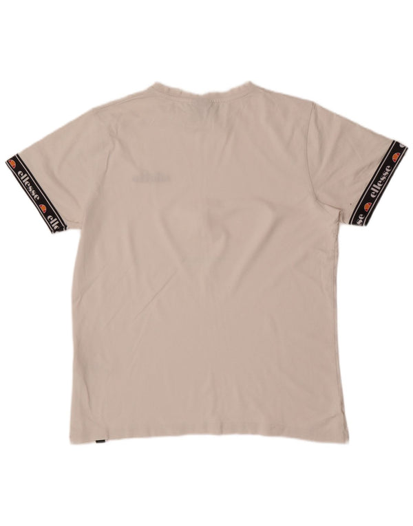 Ellesse Camiseta masculina gráfica top médio branco algodão colorblock