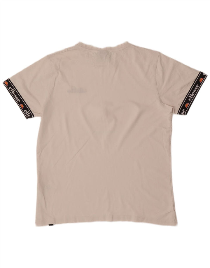 Ellesse Camiseta masculina gráfica top médio branco algodão colorblock