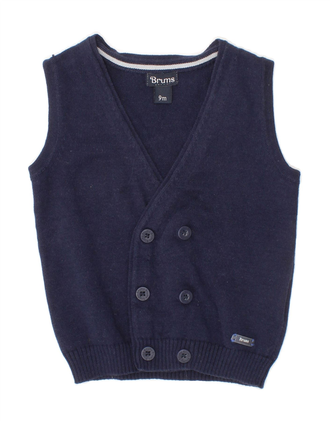 BRUMS Baby Boys Sleeveless Cardigan Sweater 6-9 Months Navy Blue Vintage Brums and Second-Hand Brums from Messina Hembry 