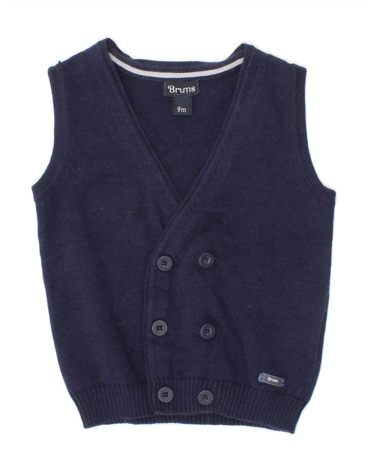 BRUMS Baby Boys Sleeveless Cardigan Sweater 6-9 Months Navy Blue Vintage Brums and Second-Hand Brums from Messina Hembry 