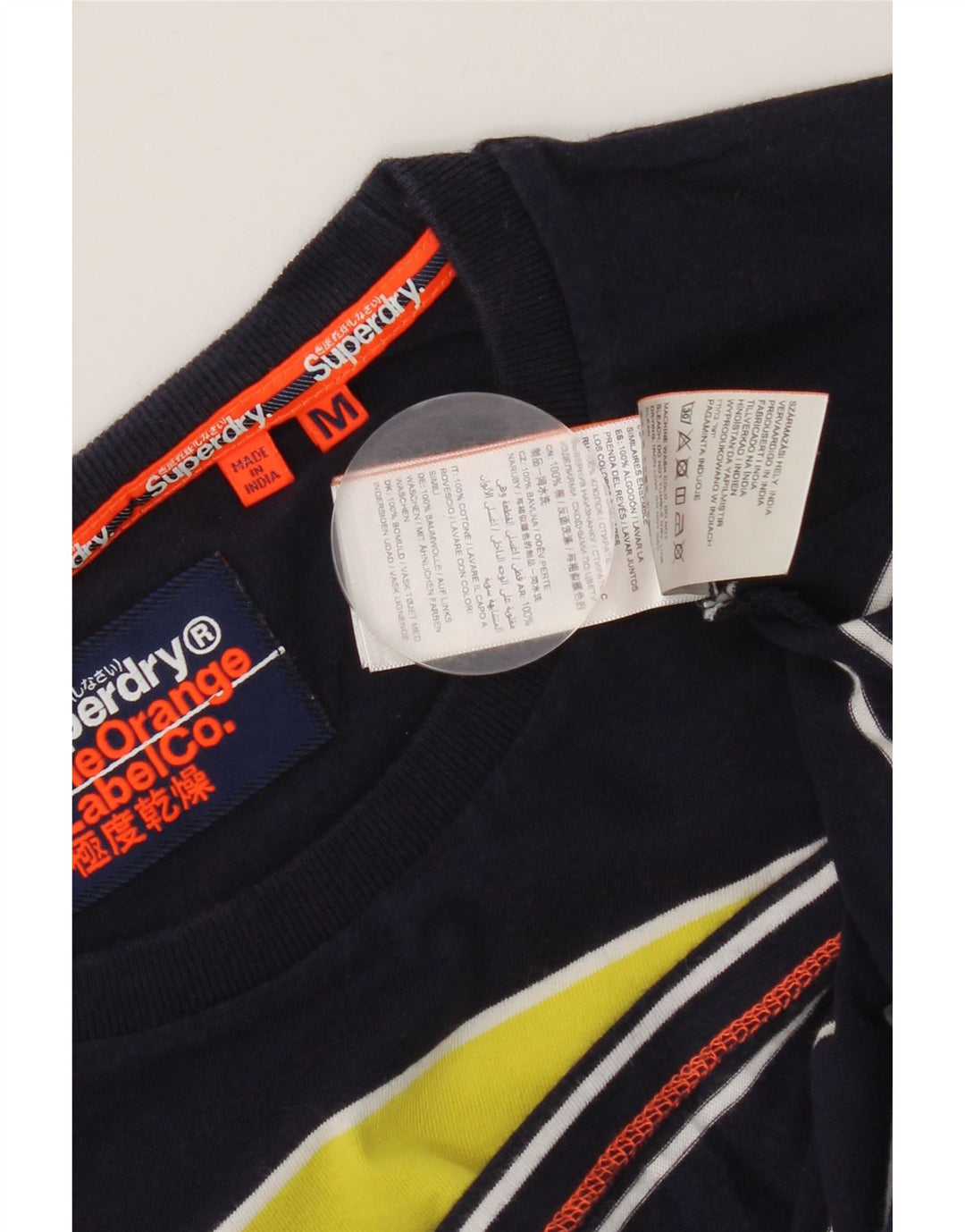 Camiseta masculina Superdry Top médio azul marinho algodão colorblock