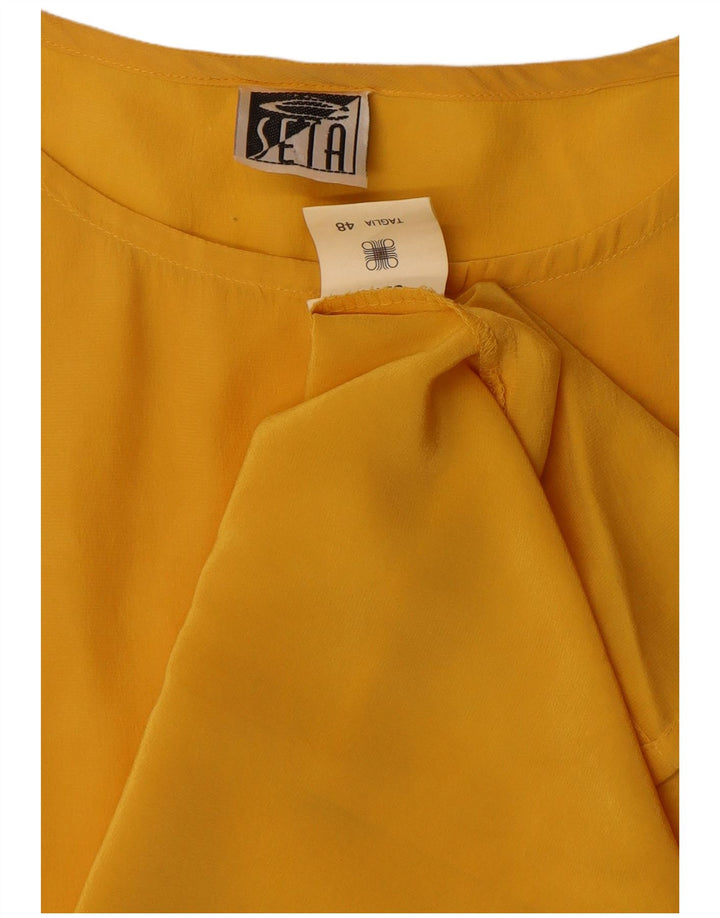 Blusa feminina vintage sem mangas Top IT 48 XL seda amarela