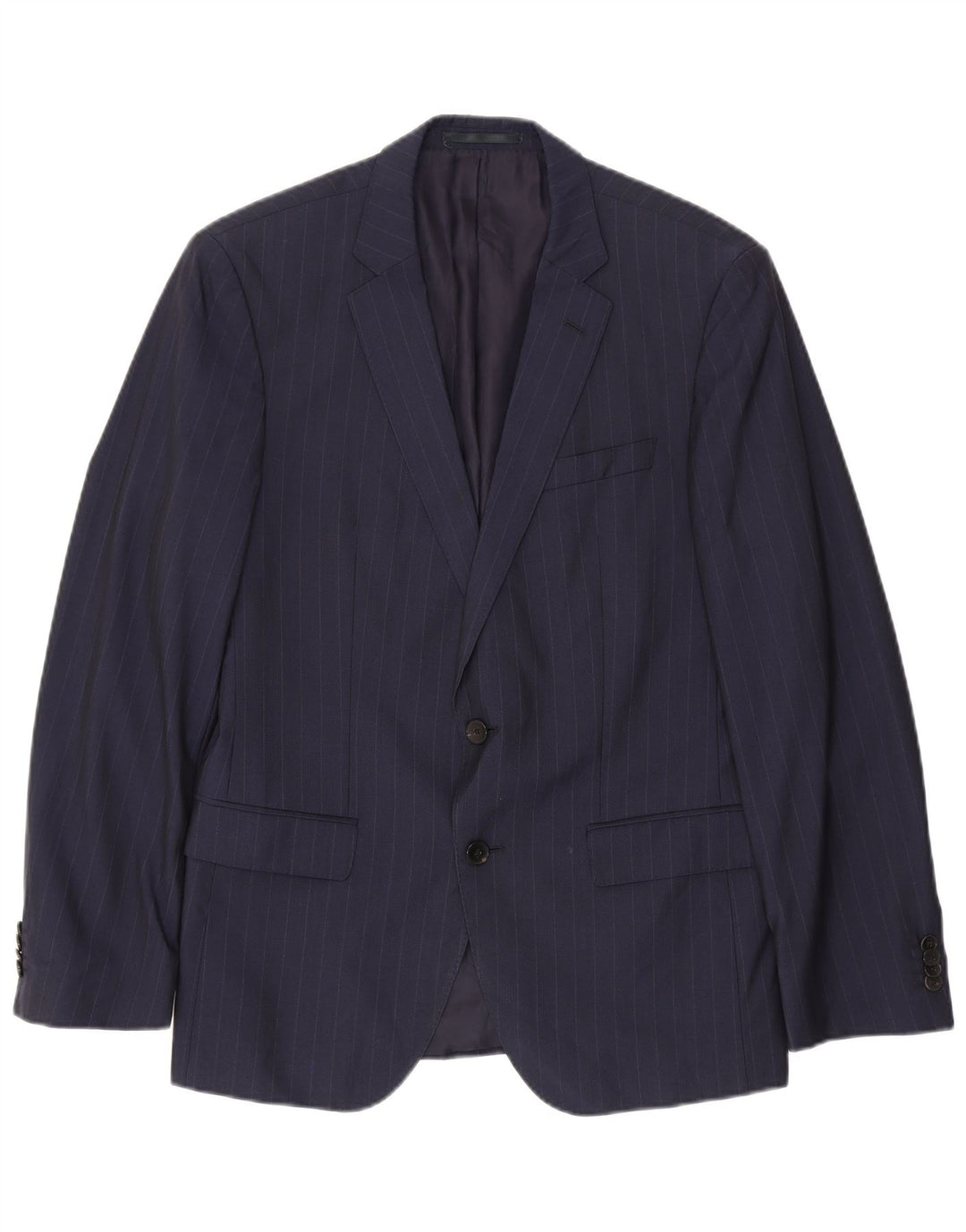Jaqueta blazer masculina Hugo Boss com 2 botões UE 50 grande listra azul marinho