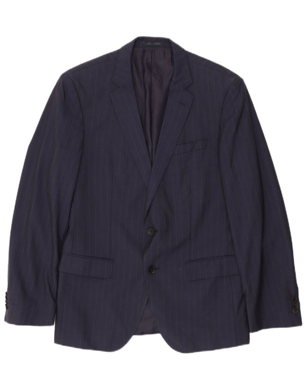 Jaqueta blazer masculina Hugo Boss com 2 botões UE 50 grande listra azul marinho