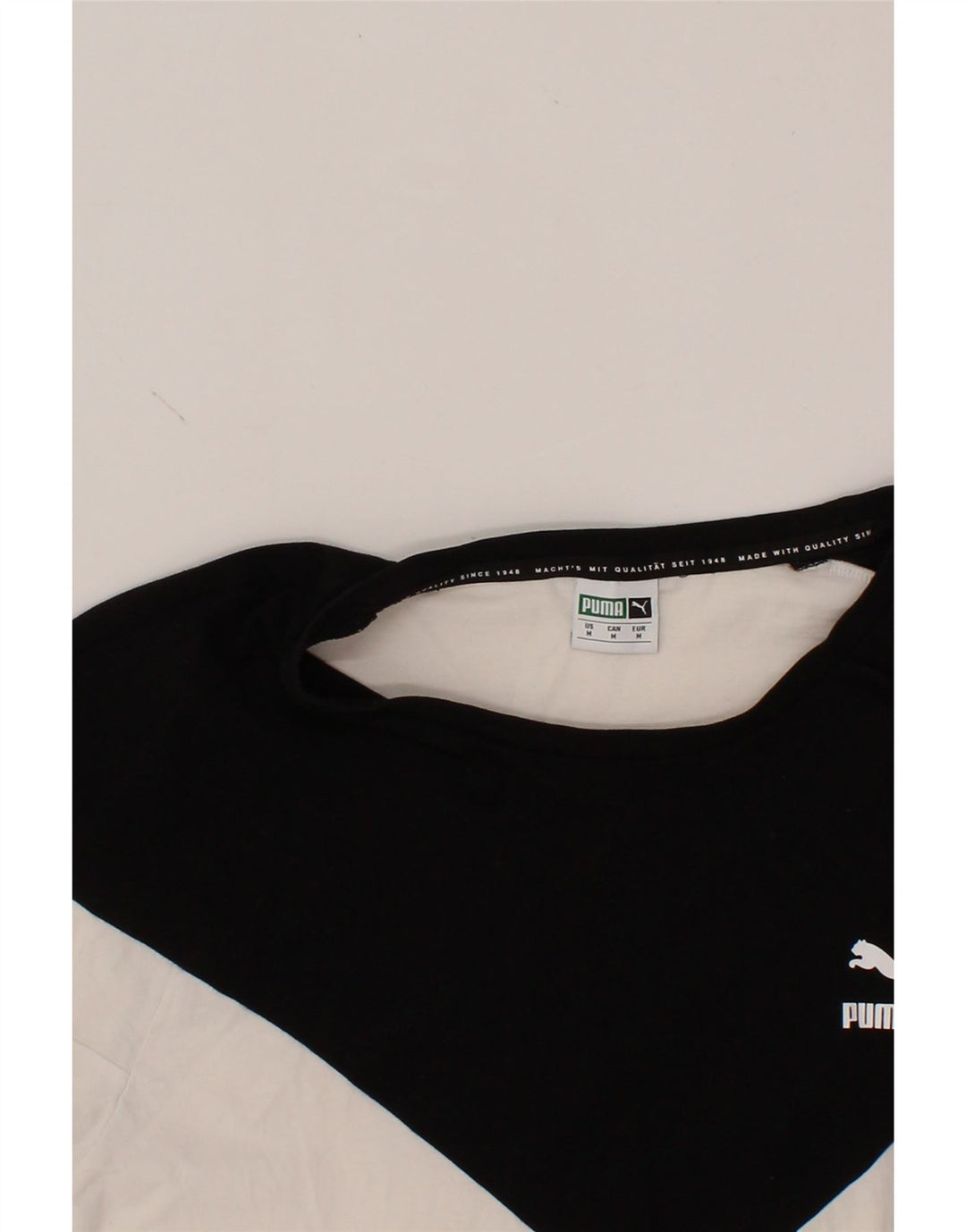 PUMA Mens T-Shirt Top Medium White Colourblock Cotton Vintage Puma and Second-Hand Puma from Messina Hembry 