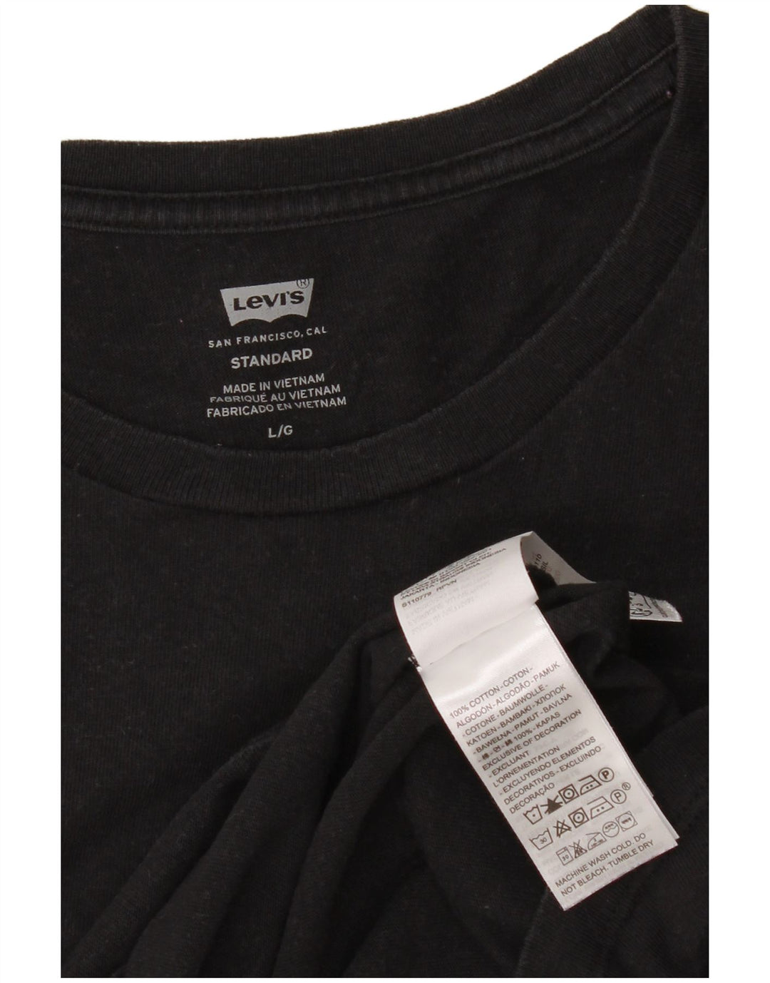 Camiseta masculina padrão Levi's Top grande de algodão preto