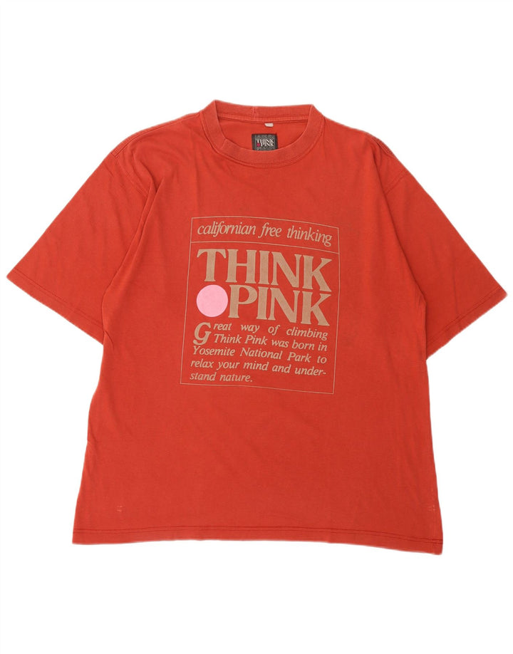 Camiseta gráfica masculina Think Pink Top grande vermelho
