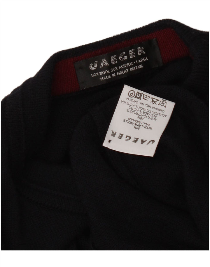 Suéter masculino Jaeger com gola redonda e lã grande azul marinho