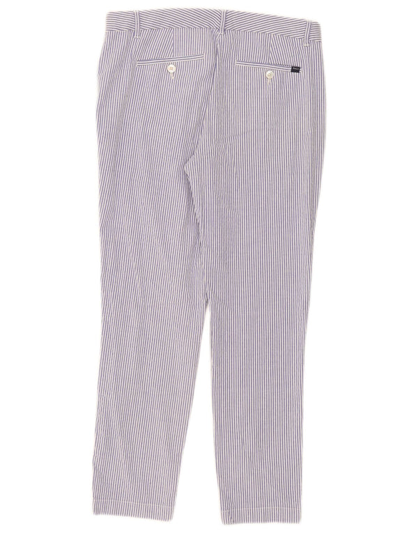 Calça chino feminina Polo Ralph Lauren EU 8 médio W38 L28 risca de giz azul
