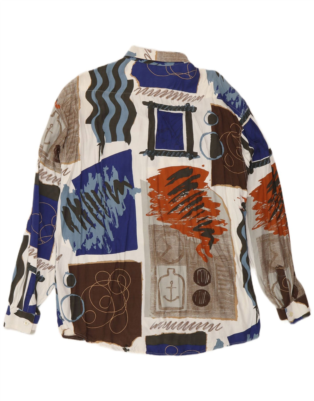 Camisa Masculina Padrão Abstrata Tipo'S Viscose Grande Multicolorida