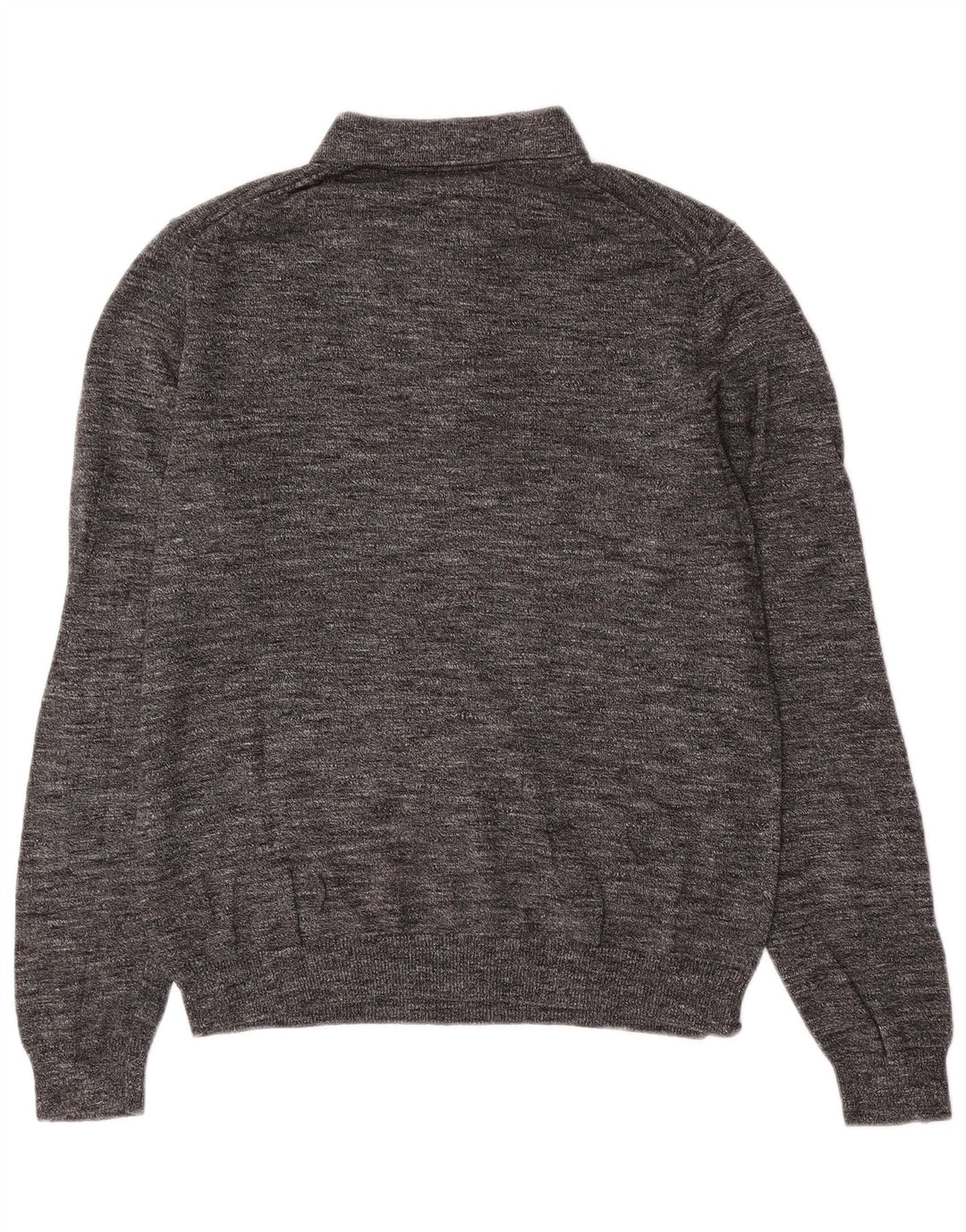 Suéter masculino Marks & Spencer com gola polo e algodão manchado cinza pequeno