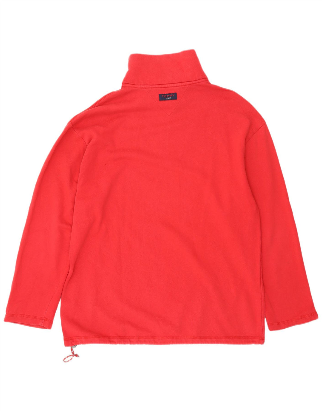 Tommy Hilfiger Mens Zip Neck Top Manga Longa Grande Algodão Vermelho