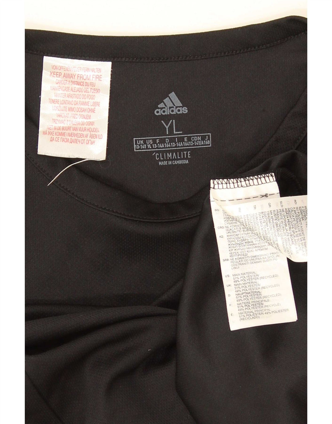 Camiseta Adidas Meninos 13-14 Anos Preto Colorblock Poliéster