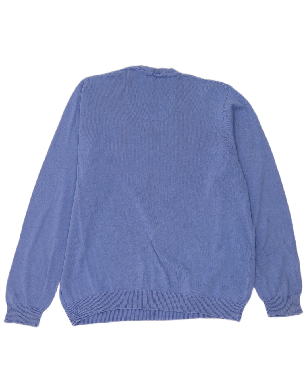 Suéter masculino Marks & Spencer com ajuste regular e decote em V, grande algodão azul
