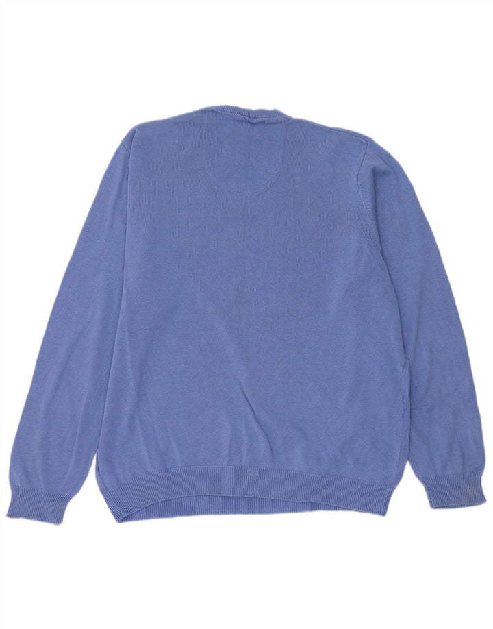 Suéter masculino Marks & Spencer com ajuste regular e decote em V, grande algodão azul