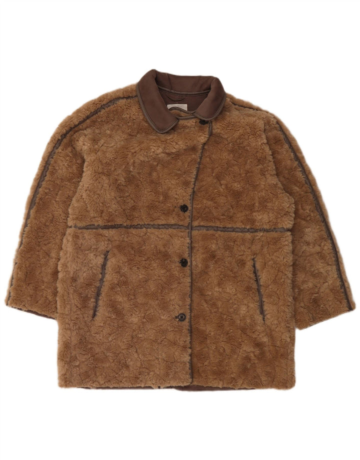 Casaco feminino H&M Teddy Bear superdimensionado e fofo Reino Unido 14 poliéster marrom médio