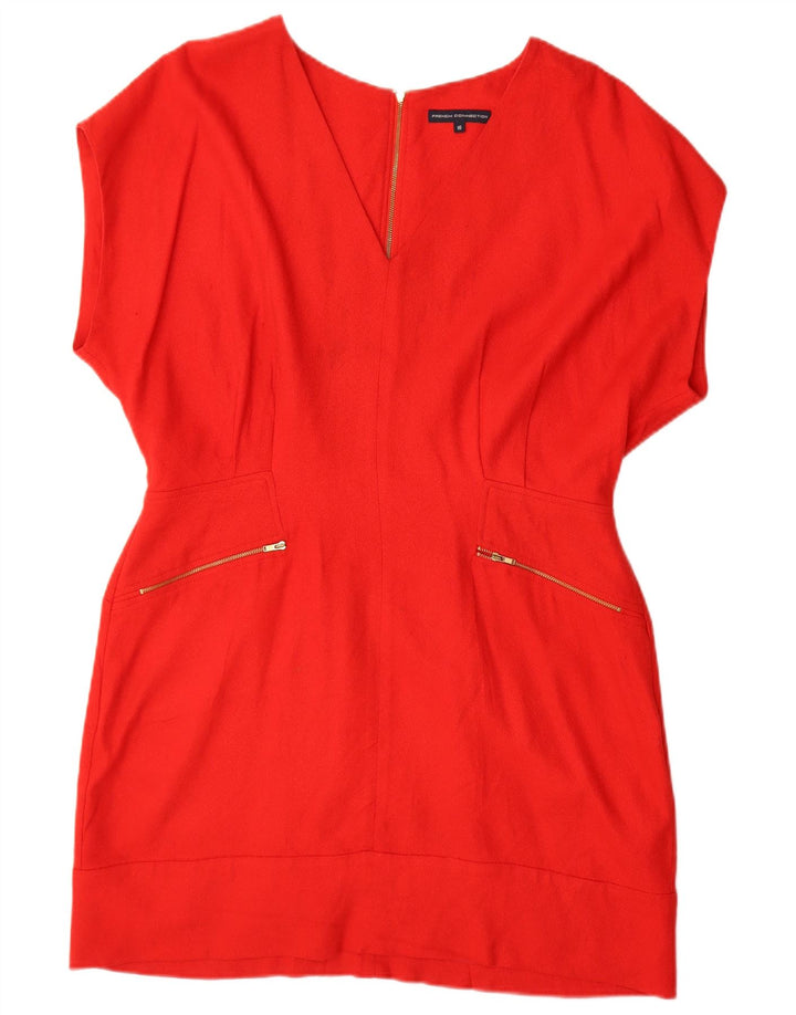 Vestido bainha feminino French Connection UK 16 grande poliéster vermelho