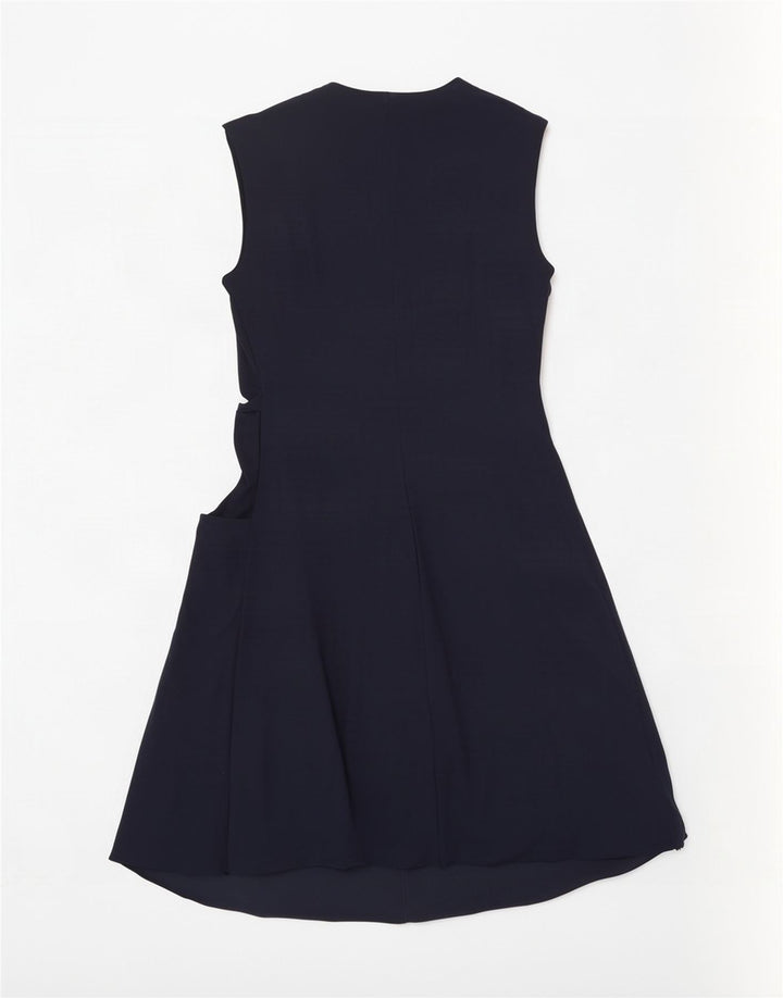Max&Co. Vestido feminino sem mangas evasê UK 14 grande azul marinho poliamida