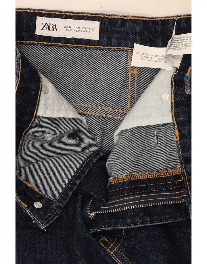 Mini saia jeans feminina Zara médio W28 algodão azul marinho
