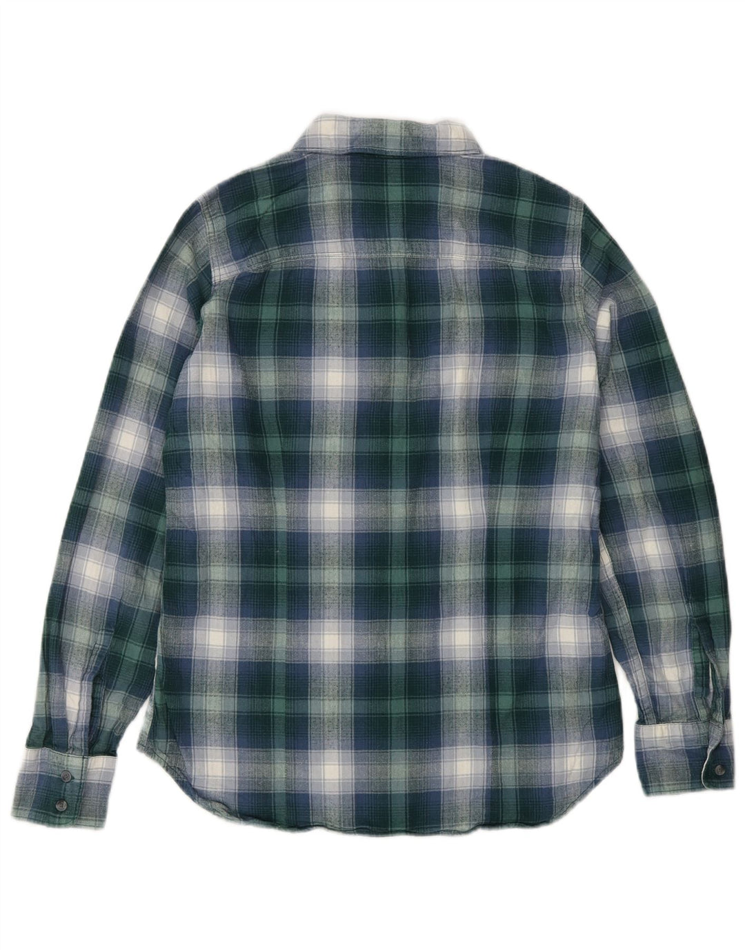 Camisa feminina de flanela EDDIE BAUER Reino Unido 10 algodão xadrez verde pequeno