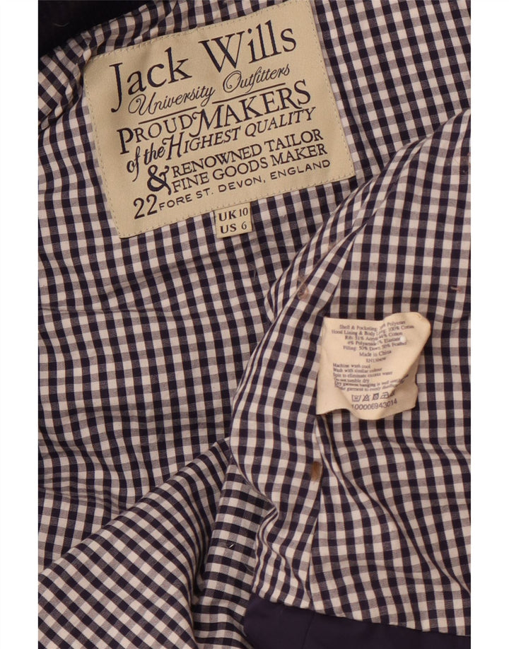 JACK WILLS Colete acolchoado com capuz feminino UK 10 pequeno poliéster azul marinho