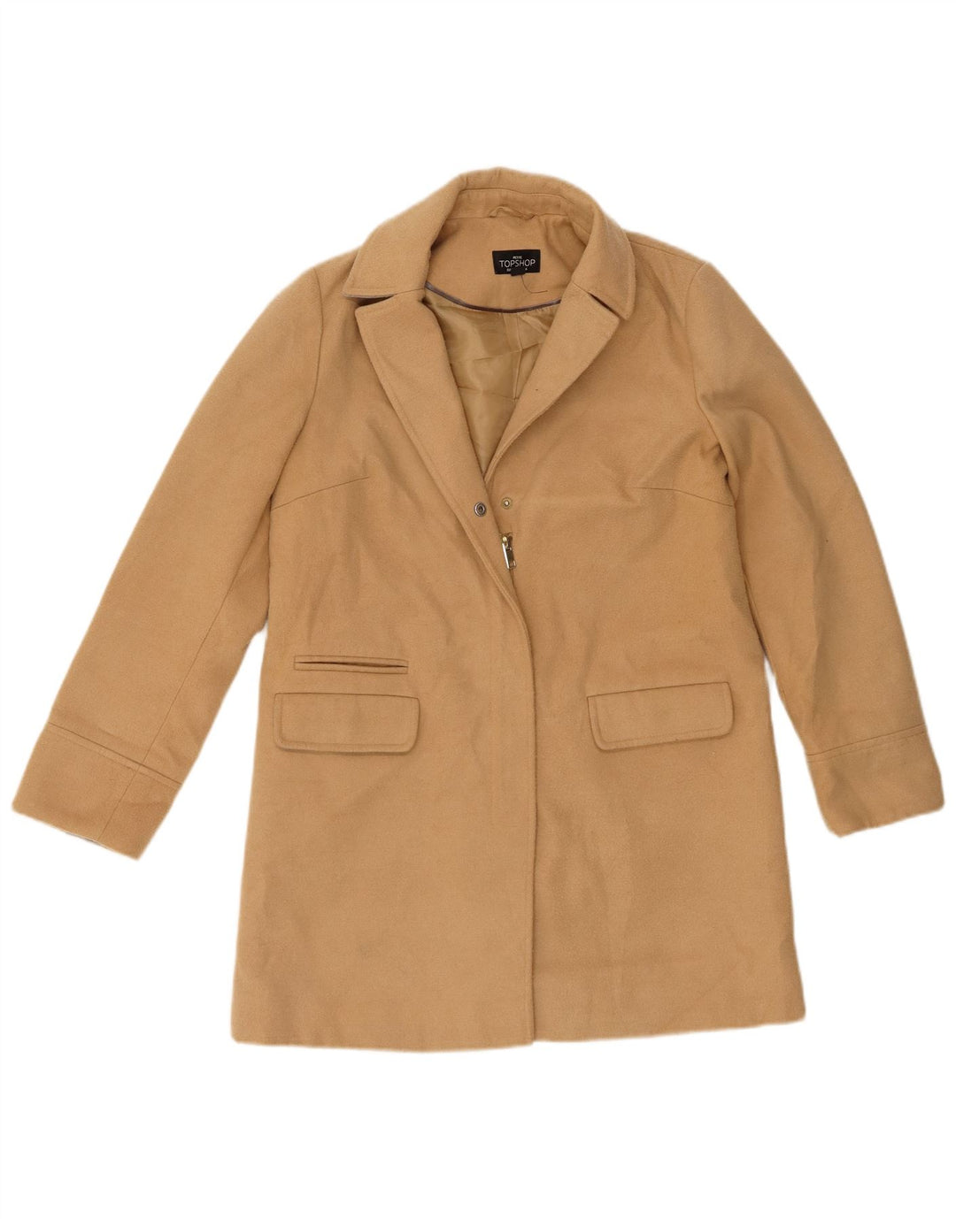 Sobretudo feminino Topshop UK 6 XS poliéster bege