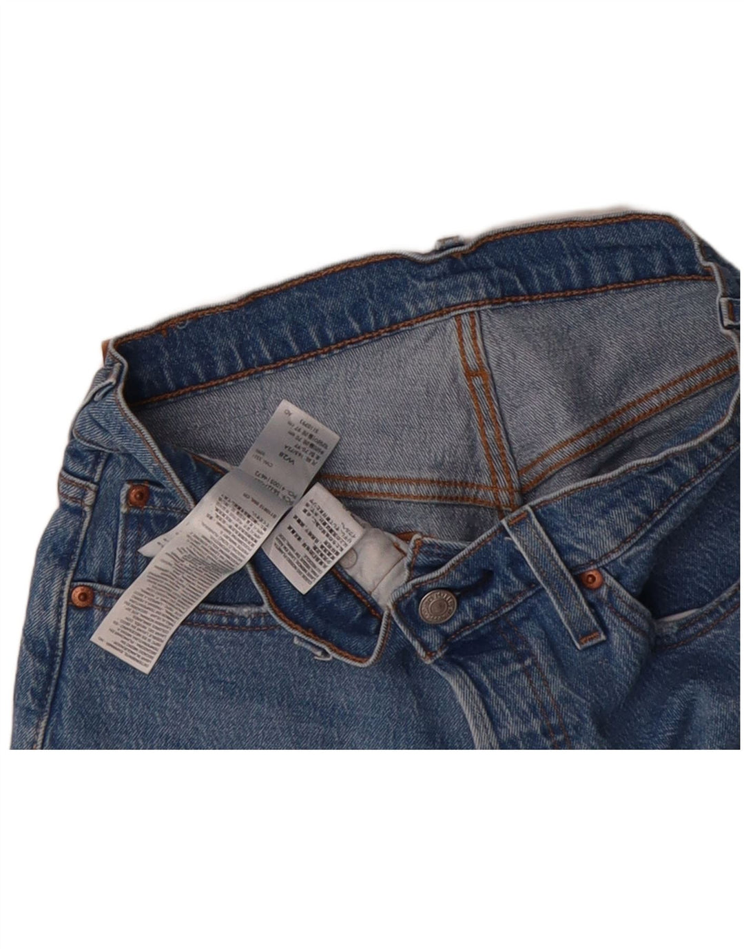 Shorts jeans feminino 501 da LEVI'S W28 algodão azul médio