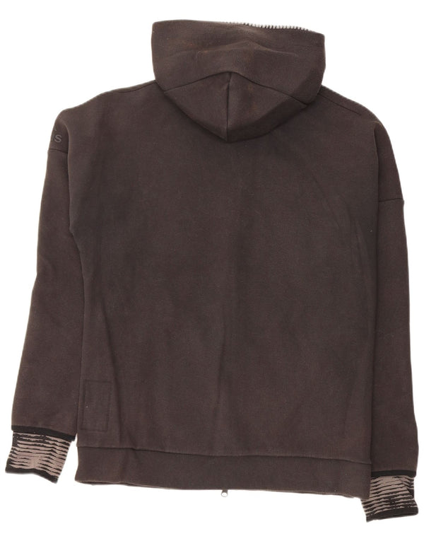 ADIDAS Mens Zip Hoodie Suéter Médio Algodão Preto