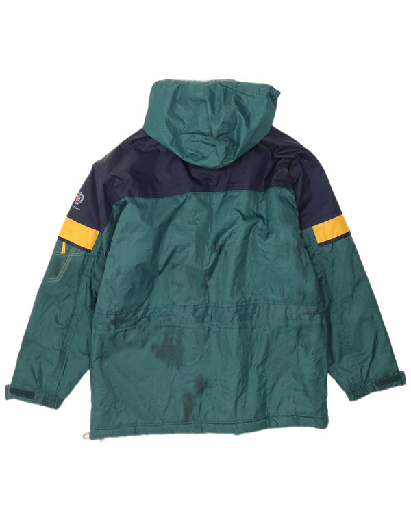 Jaqueta de chuva com capuz masculina vintage UK 42 XL verde Colourblock Nylon