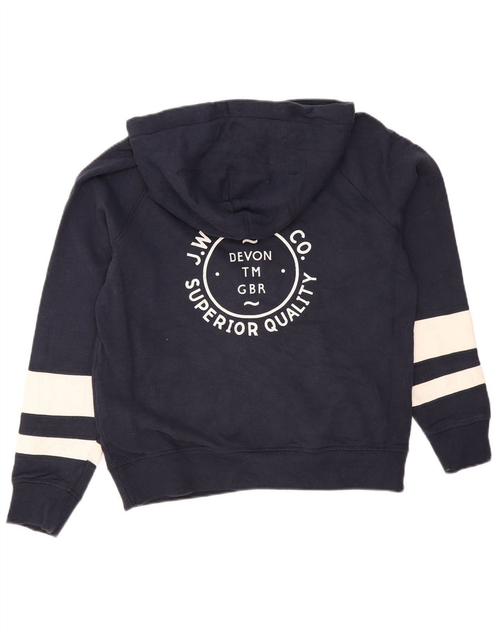 Jack Wills feminino Devon gráfico moletom com capuz Reino Unido 10 pequeno azul marinho