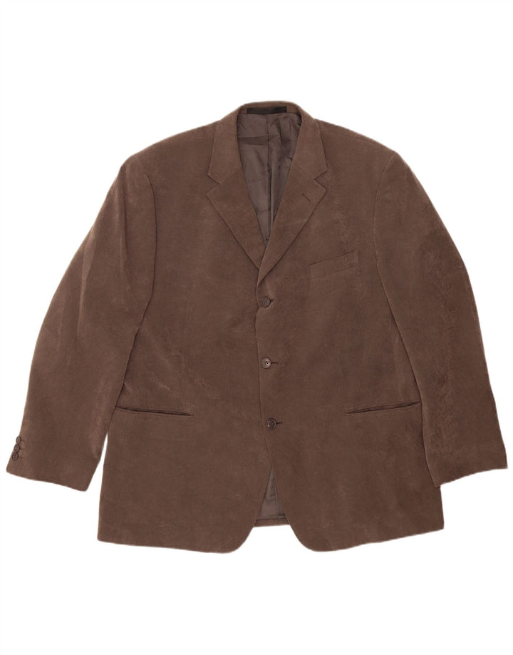 Jaqueta blazer masculina de 3 botões Marks & Spencer Reino Unido 46 XL cinza poliéster