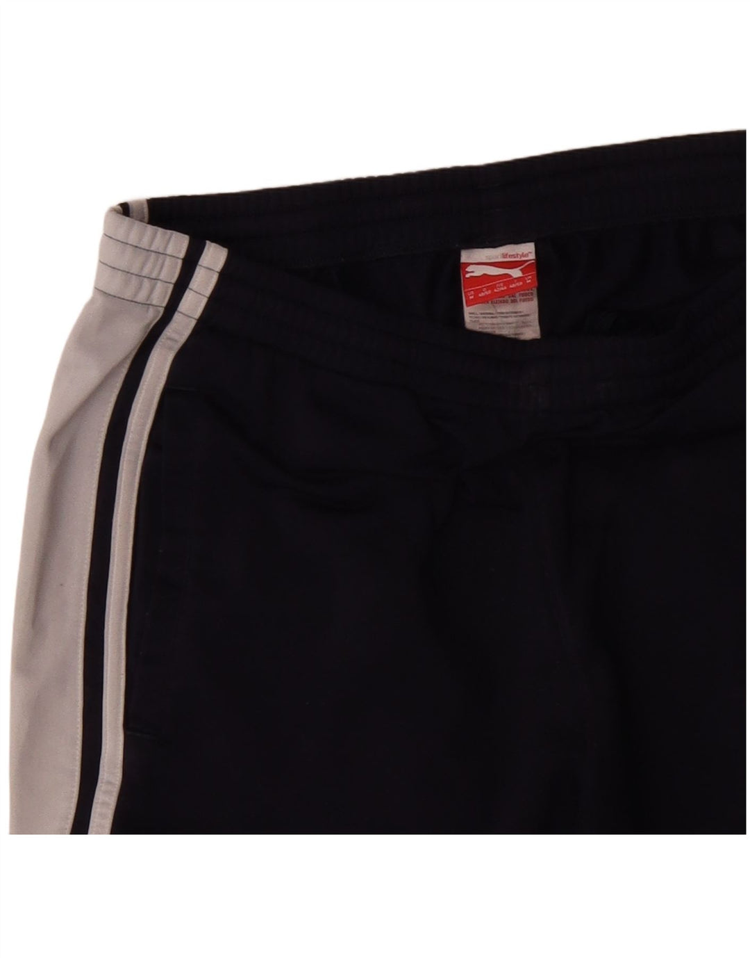 Calça de treino masculina PUMA médio azul marinho colorblock poliéster