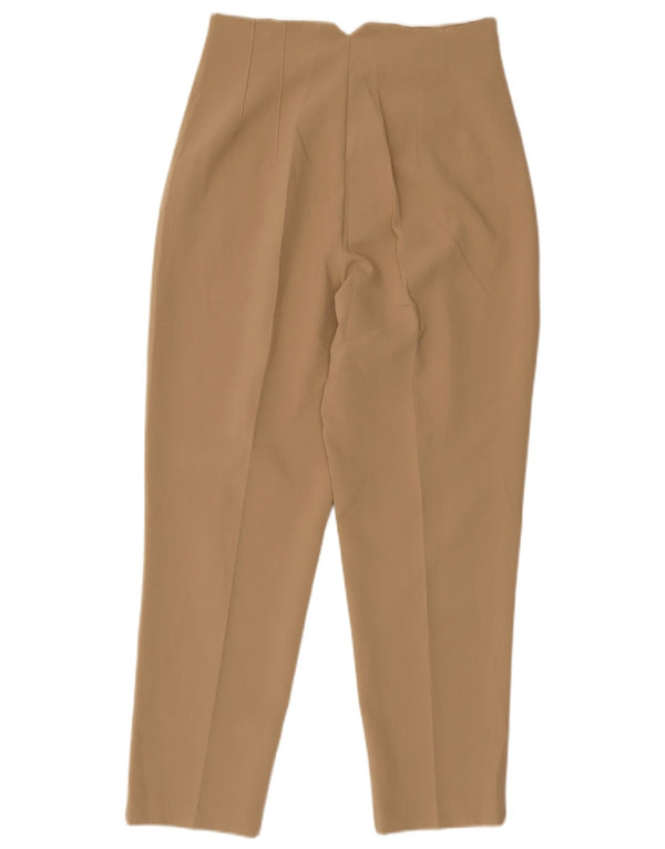 Zara Calça feminina casual de cintura alta cônica média W30 L27 bege