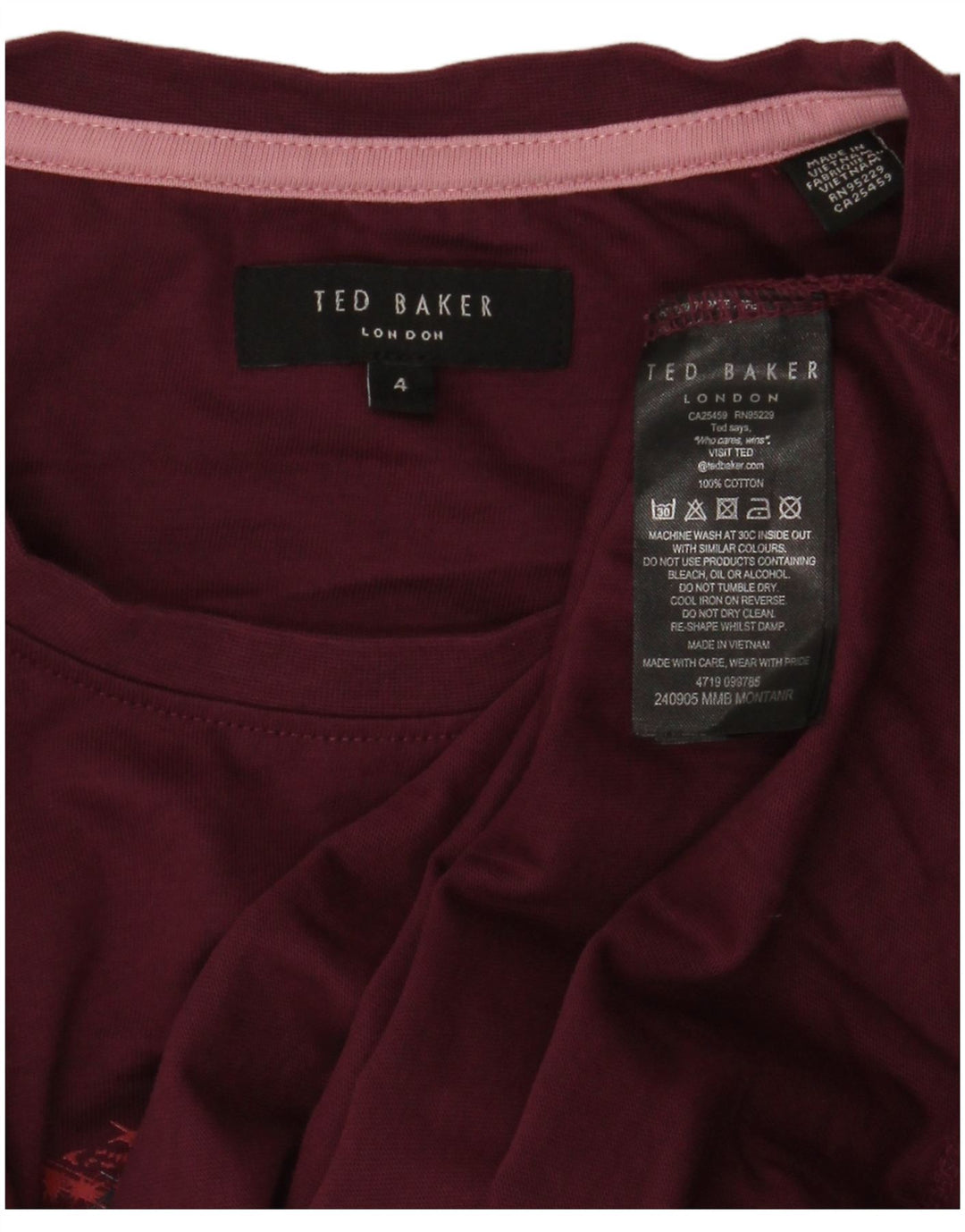 Camiseta gráfica masculina Ted Baker tamanho superior 4 grande algodão marrom