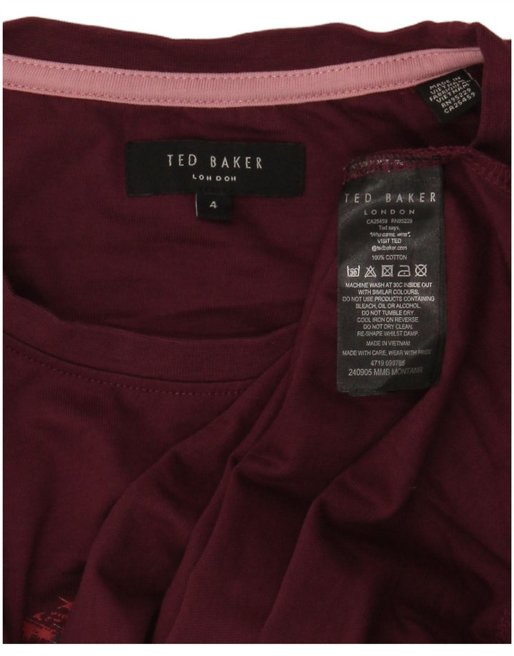 Camiseta gráfica masculina Ted Baker tamanho superior 4 grande algodão marrom
