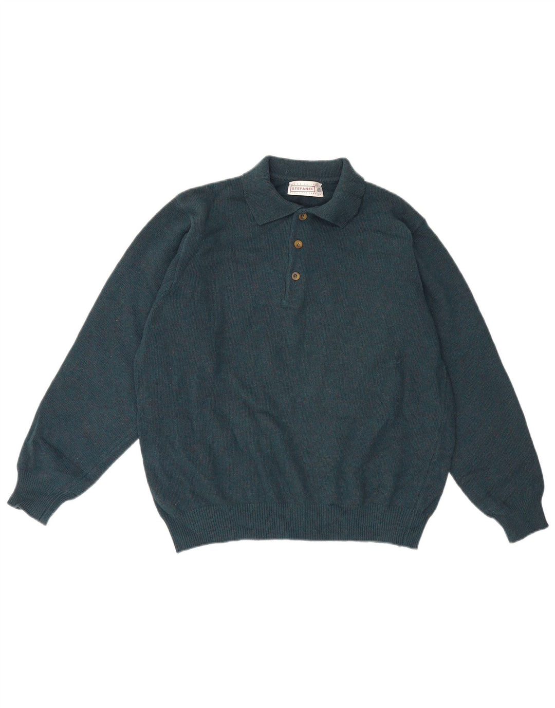 Suéter masculino Stefanel com gola polo e lã verde grande