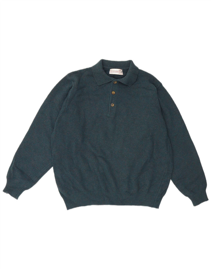 Suéter masculino Stefanel com gola polo e lã verde grande