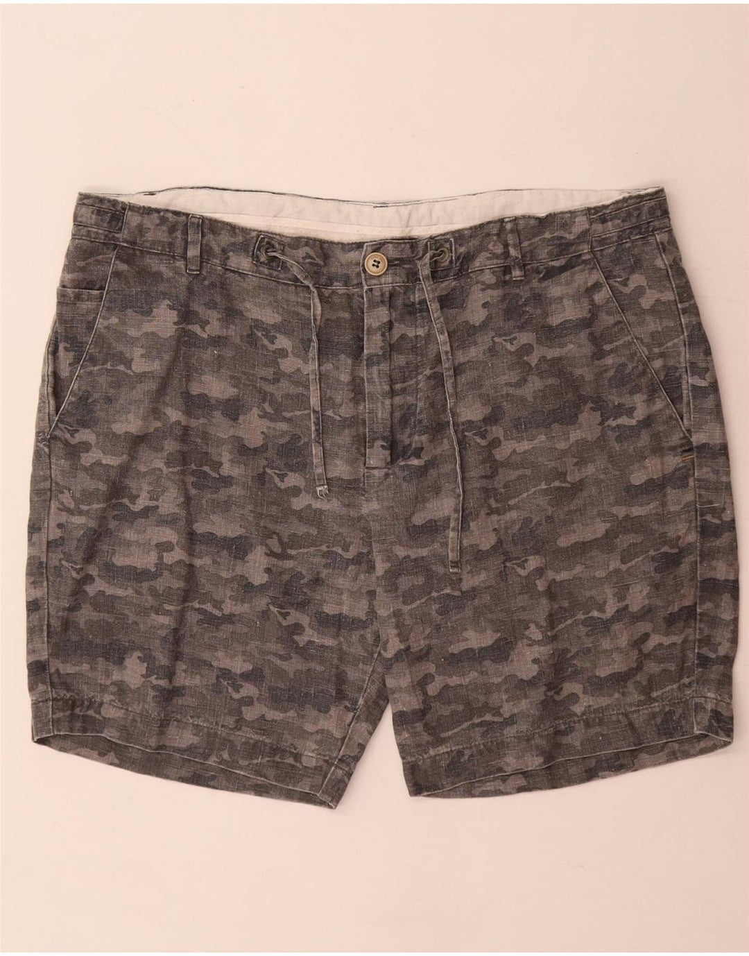 Zara Mens Chino Shorts XL W36 Cinza Camuflagem