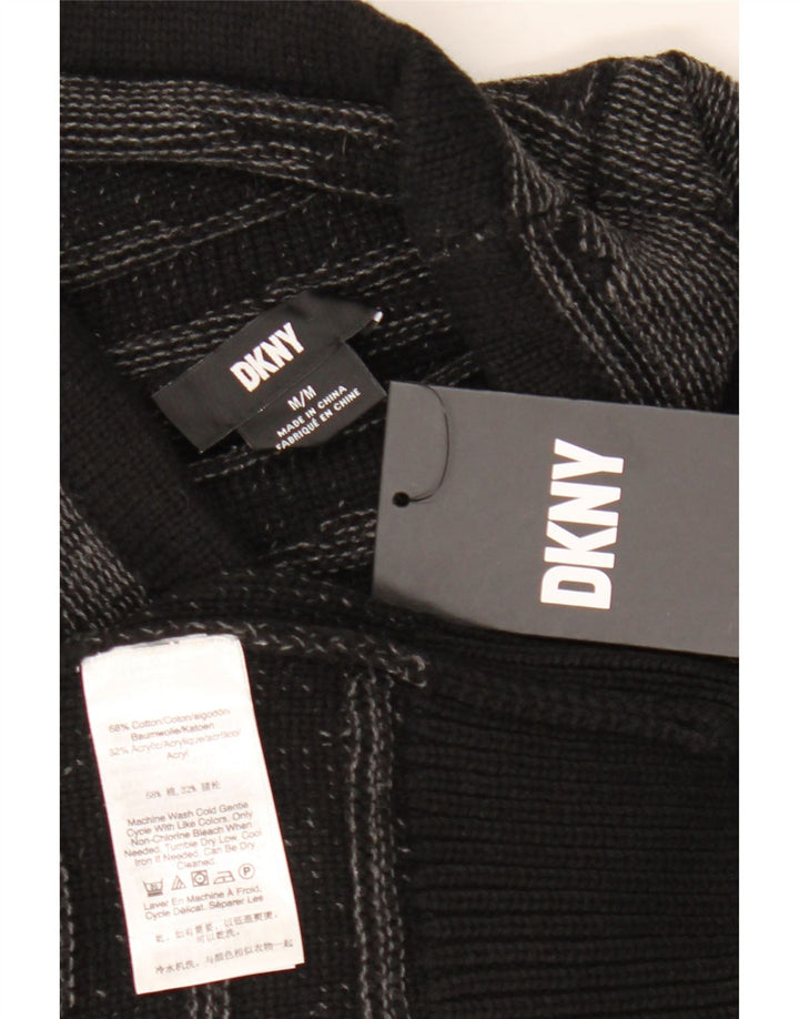 Suéter masculino Dkny com gola redonda e algodão listrado preto médio