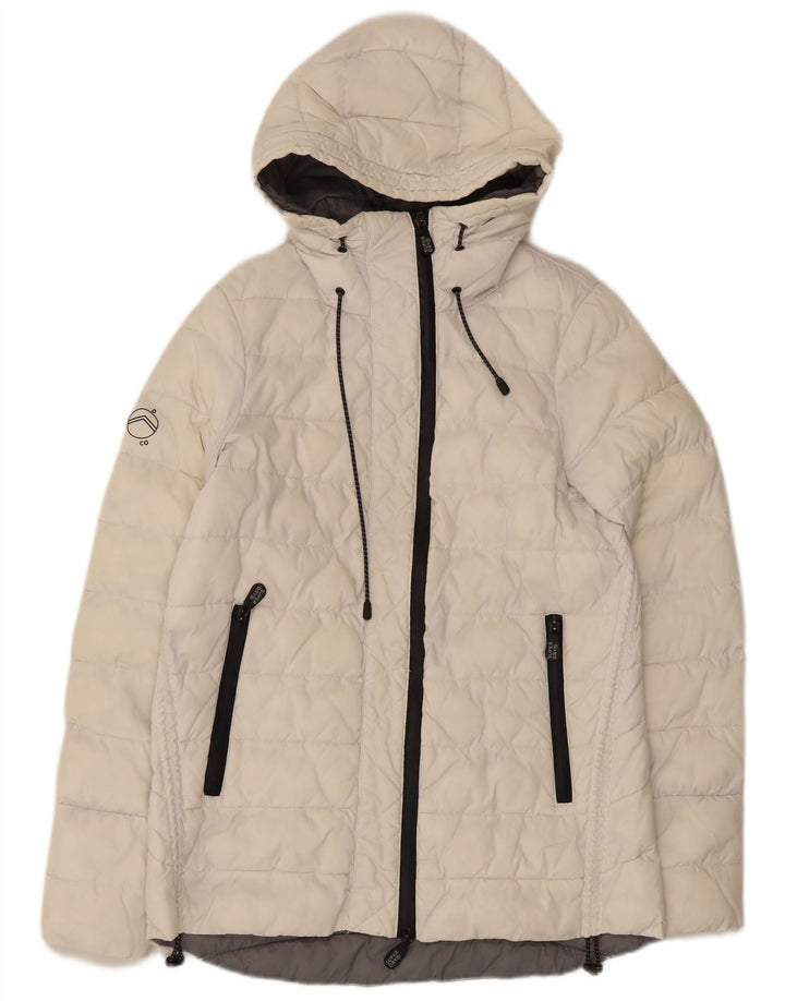 Jaqueta acolchoada com capuz feminina Superdry UK 8 pequena nylon branco