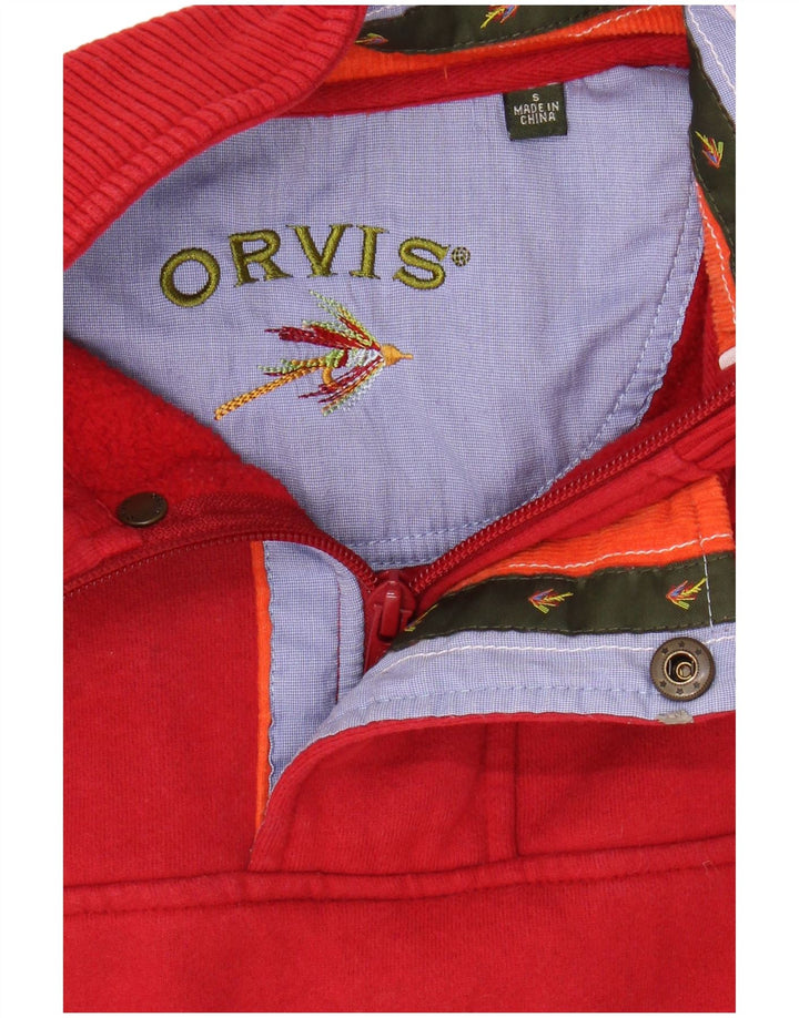 ORVIS Mens Zip Neck Sweatshirt Jumper Small Red Cotton