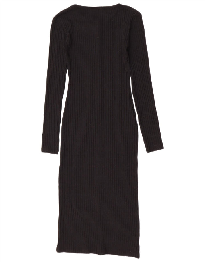 Suéter cardigã feminino Zara Longline UK 8 pequeno poliéster preto