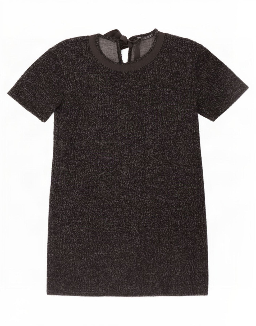 Vestido básico feminino Zara UK 14 algodão manchado preto médio