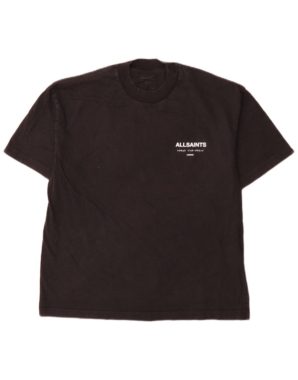 Camiseta gráfica masculina All Saints Top pequeno algodão preto