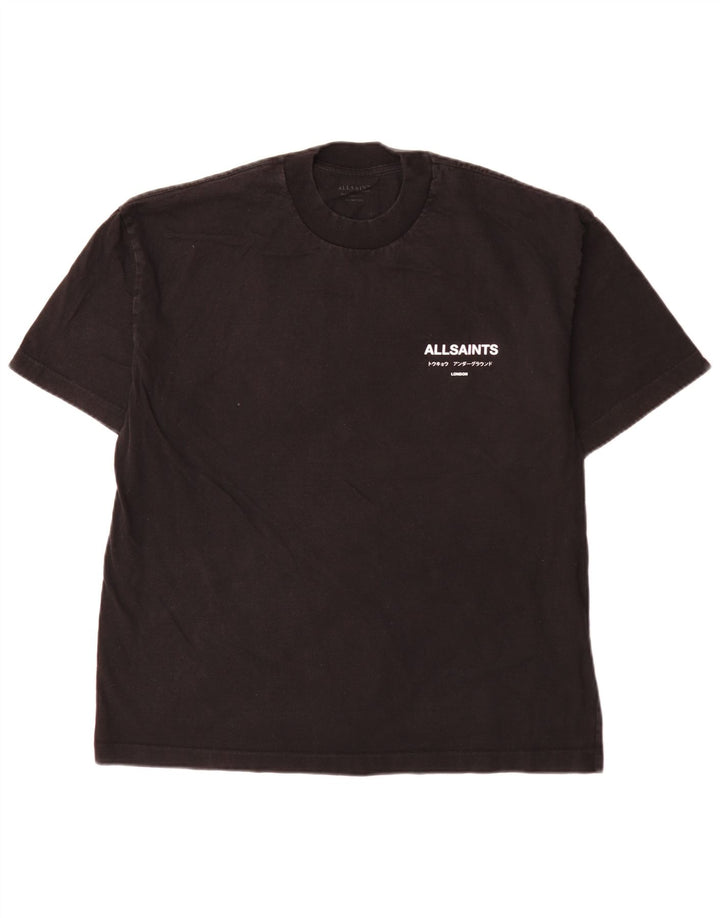 Camiseta gráfica masculina All Saints Top pequeno algodão preto