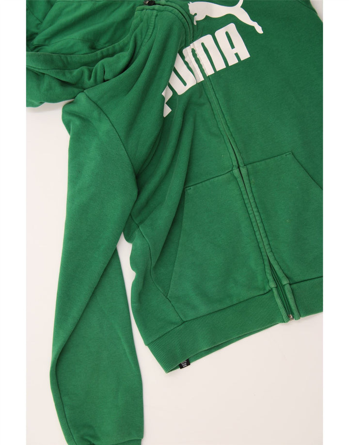 PUMA Girls Graphic Zip Hoodie Sweater 13-14 Years Green Vintage Puma and Second-Hand Puma from Messina Hembry 